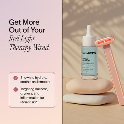 Solawave Renew Complex Serum for Face & Neck — Red Light Therapy Activation (2 Pack, 1 oz)
