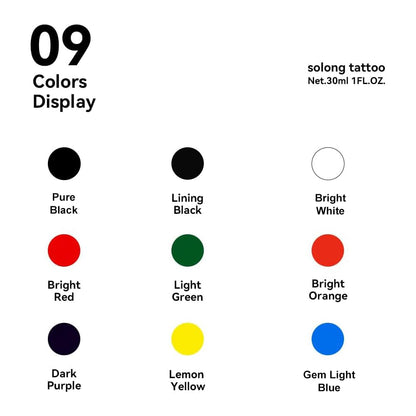 Solong Tattoo 9PCS Ink Color Set – 1oz (30ml) TI302S-30-9
