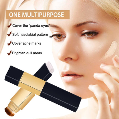 SOLOTREE 2-in-1 Foundation Stick with Brush | Color-Matching Hydrating Foundation