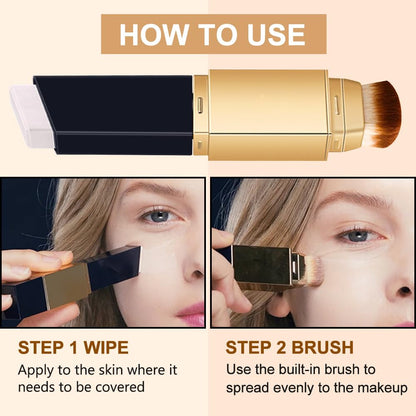 SOLOTREE 2-in-1 Foundation Stick with Brush | Color-Matching Hydrating Foundation
