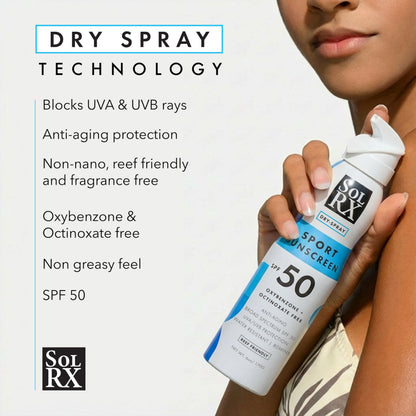 SolRX Sport Spray SPF 50 – Reef-Friendly Broad Spectrum Sunscreen for Face & Body
