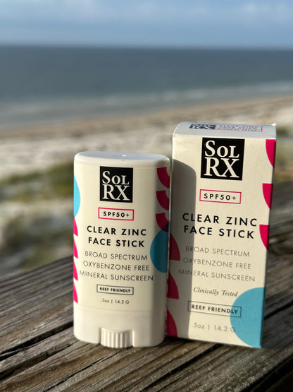 SolRX Mineral SPF 50 Sunscreen Stick for Face – Clear, Non-Greasy, Reef-Safe (Pack of 2)