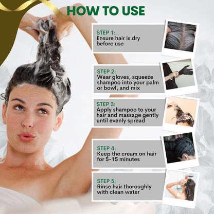 Solutrel Black Hair Dye Shampoo – Instant Gray Coverage, 10-in-1 Herbal Color (Ammonia-Free)