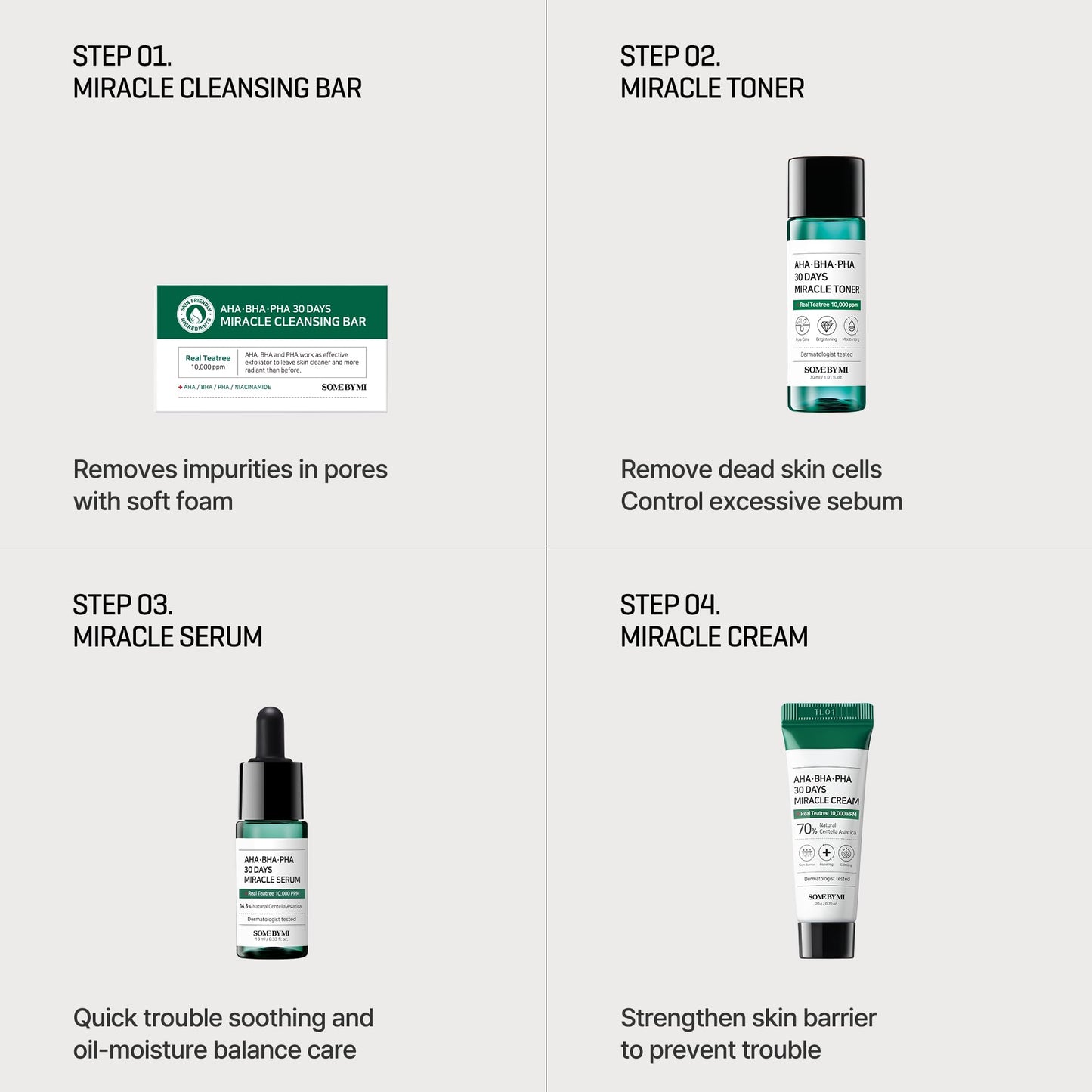 SOME BY MI AHA BHA PHA 30Days Starter Kit – Mild Exfoliating Daily Skincare Set