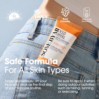 SOME BY MI V10 Hyal Air Fit Sunscreen SPF 50 – Pack of 2 | Gentle, Non-Greasy Korean Face Sunscreen