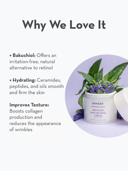 SONAGE Refixion Sans Retinol Cream | Bakuchiol Anti-Aging Moisturizer | Natural Retinol Alternative