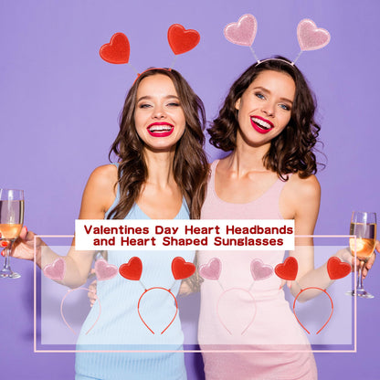 Sonarun 12 Pack Heart Shaped Sequins Headbands – Valentine's Day Party Accessories