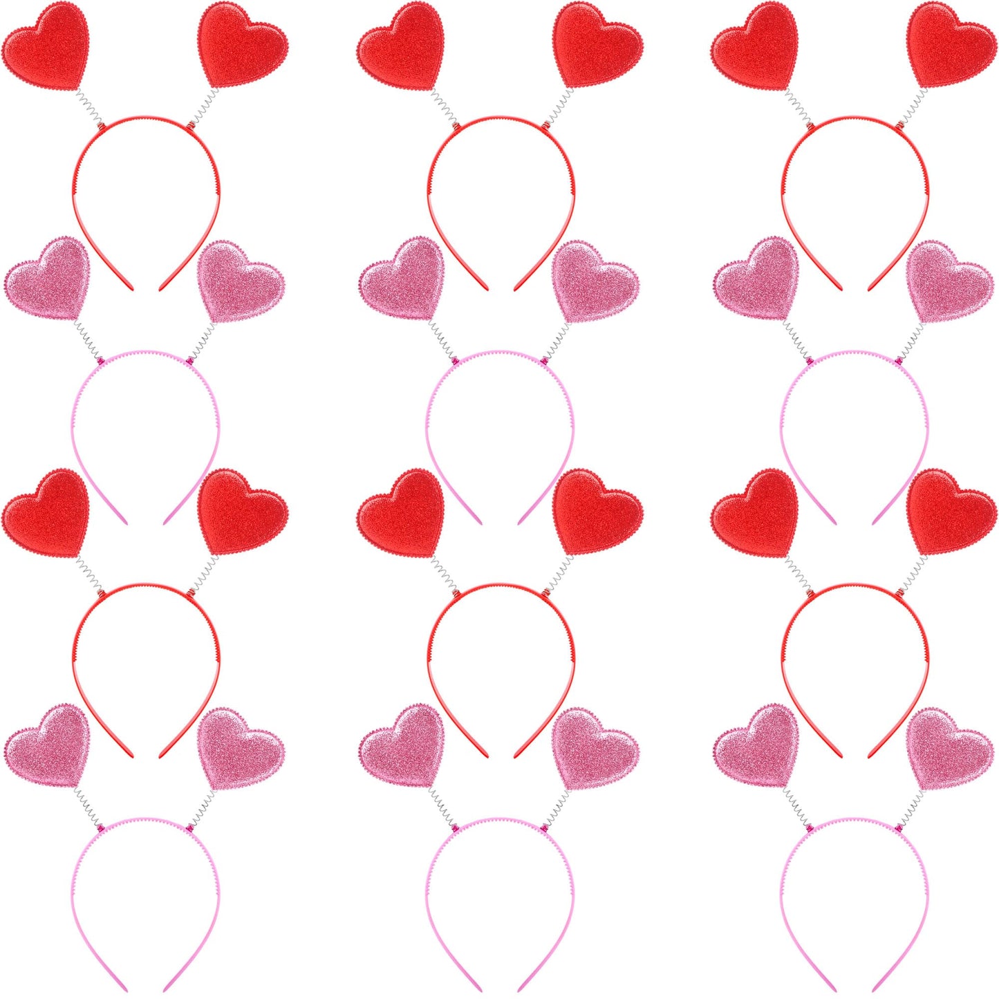 Sonarun 12 Pack Heart Shaped Sequins Headbands – Valentine's Day Party Accessories