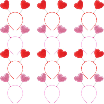 Sonarun 12 Pack Heart Shaped Sequins Headbands – Valentine's Day Party Accessories