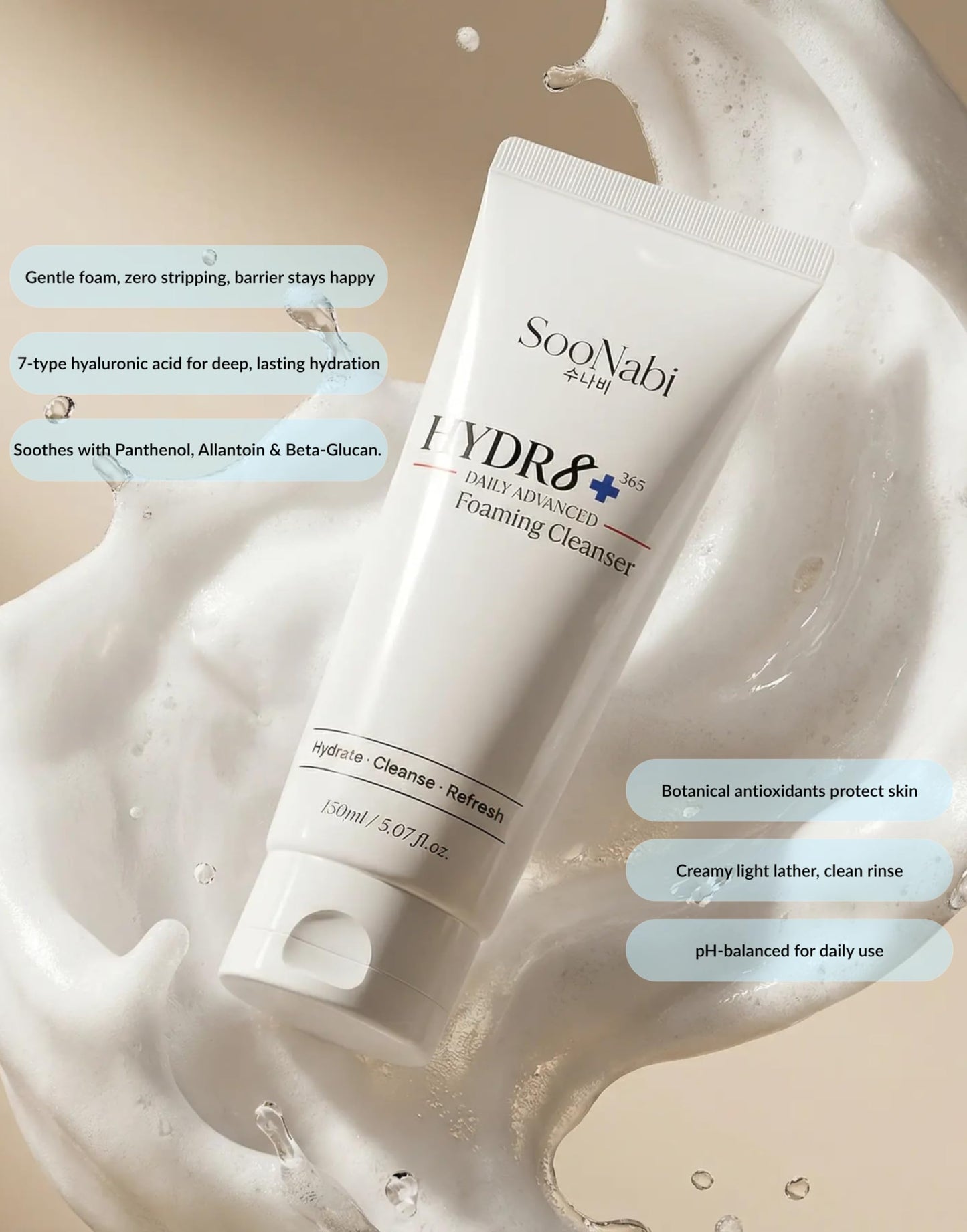 SooNabi HYDR8+ 365 Daily Foaming Cleanser – Gentle Hydration for All Skin Types | 150ml