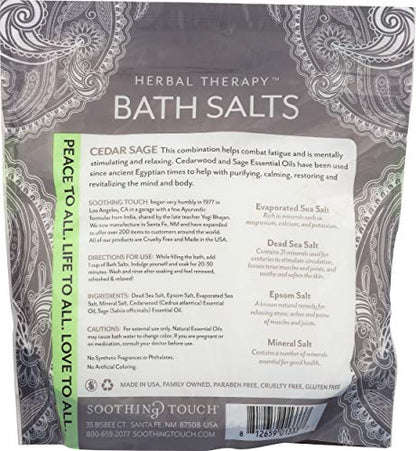 Soothing Touch Cedar Sage Restoring Bath Salts Pouch – 32 Oz