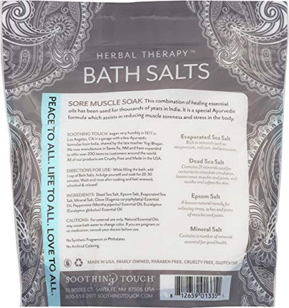 Soothing Touch Tension Relief Bath Salts – Eucalyptus, Clove & Peppermint, 32 oz