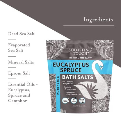 Soothing Touch Eucalyptus Spruce Bath Salts Pouch, 32 oz