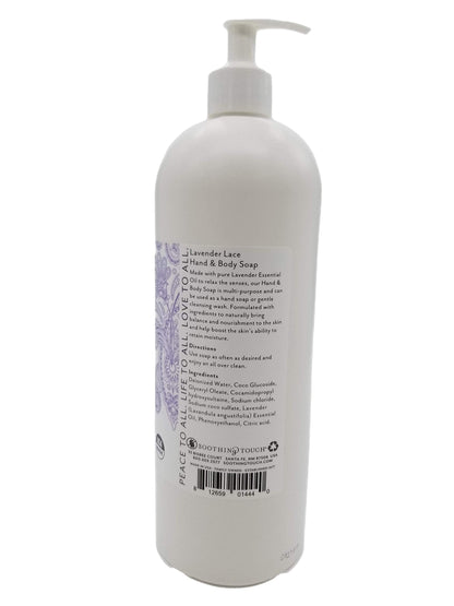 Soothing Touch Lavender Lace Hand & Body Soap – 32 oz, Professional Grade Lavender Oil, Vegan & Paraben Free