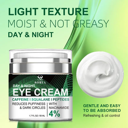 SORYA Caffeine Eye Cream for Dark Circles & Puffiness – Anti-Aging Day & Night Formula with Niacinamide & Peptides