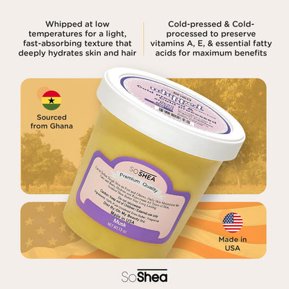 SoShea Whipped Shea Butter Musk – Deep Moisture, 100% Ghana Shea, Vegan, 11.5oz