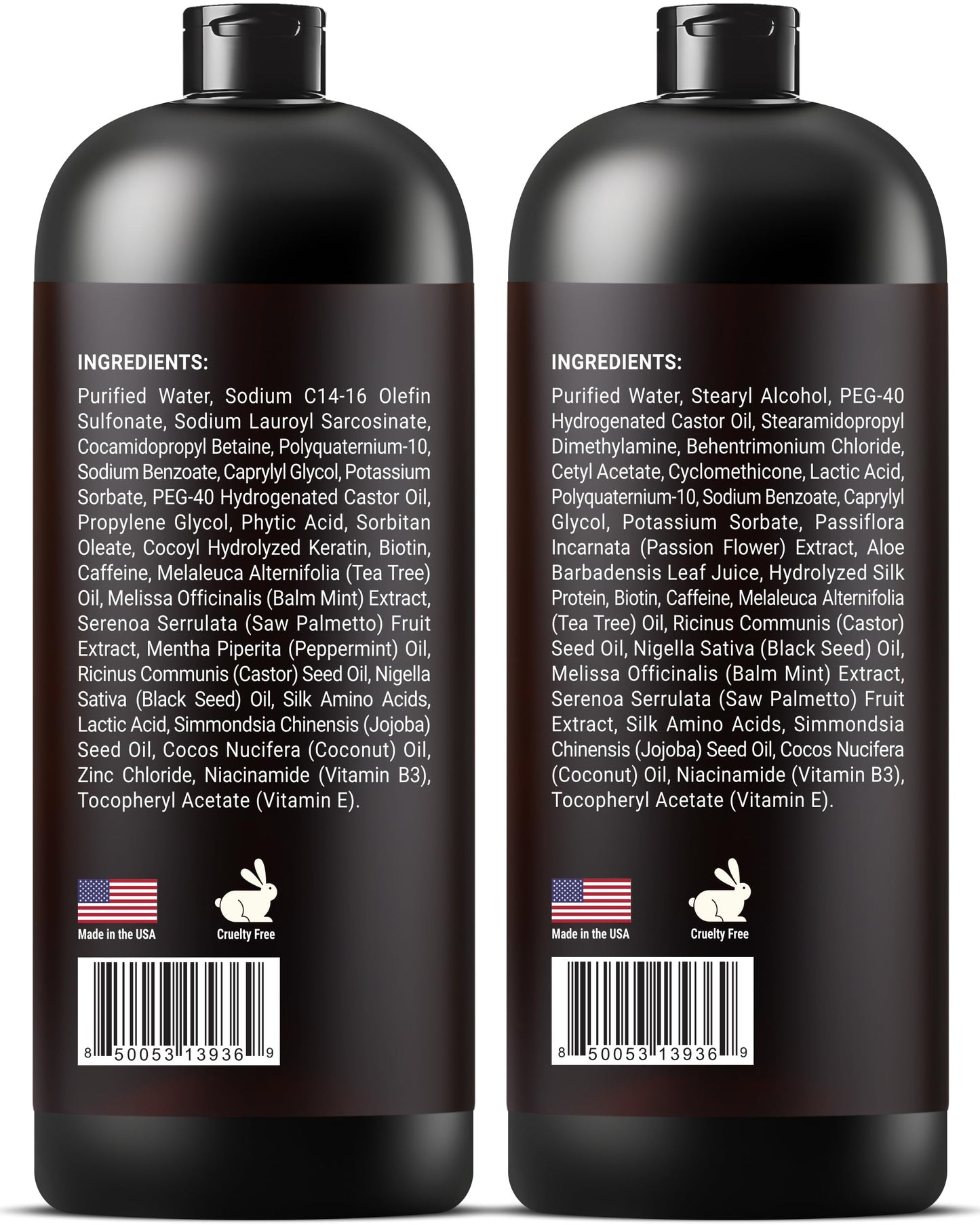 SOULSPA PURE Biotin Shampoo & Conditioner Set — Castor & Black Seed, Sulfate Free