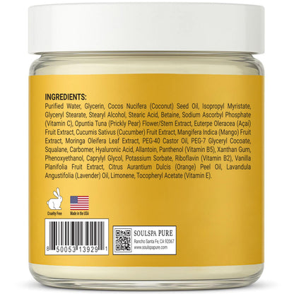 SOULSPA PURE Hydrating Face Mask – Overnight Mask with Hyaluronic Acid, Vitamin C, Squalane & Prickly Pear