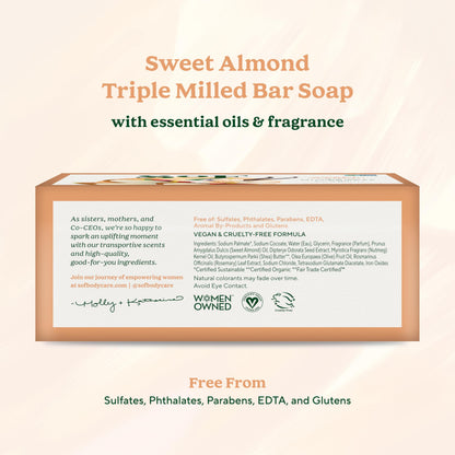 South Of France SoF Triple Milled Soap – Coconut Oil & Organic Shea Butter, Vegan & Non-GMO, Sweet Almond, 6 Bars (6 oz each)