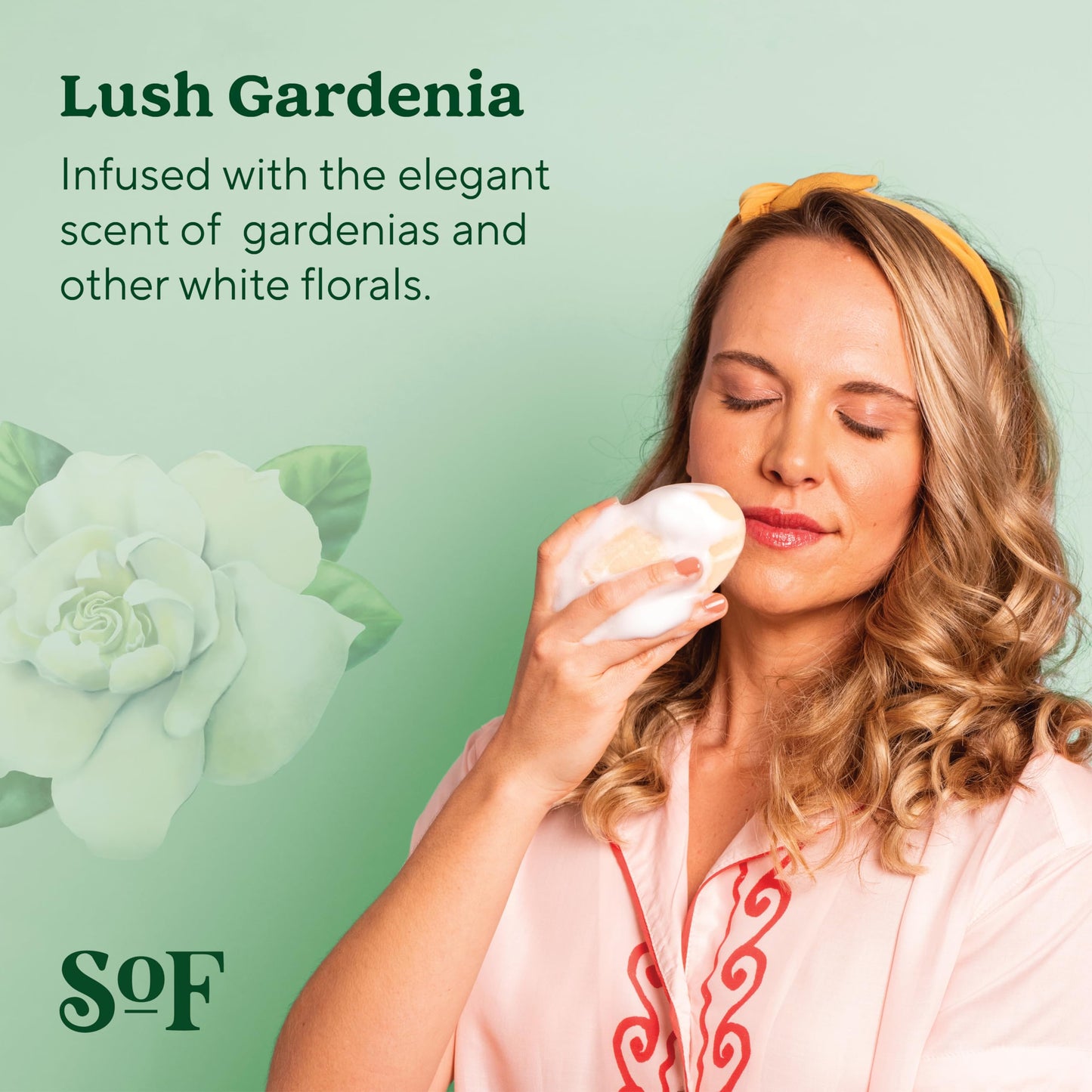 South Of France SoF Gardenia Triple Milled Bar Soap – Coconut Oil & Shea Butter | Vegan & Non-GMO | 6 Bars