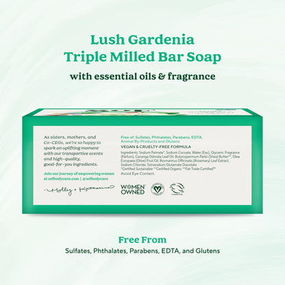 South Of France SoF Gardenia Triple Milled Bar Soap – Coconut Oil & Shea Butter | Vegan & Non-GMO | 6 Bars