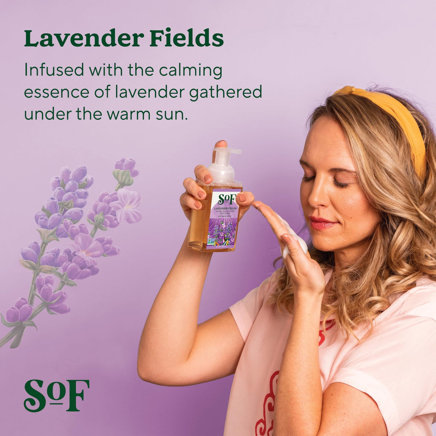 South Of France SoF Hydrating Foaming Hand Wash Lavender Fields – Vegan, Non-GMO, 8 oz (6 Pack)
