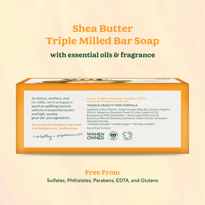 SoF Triple Milled Bar Soap – Coconut Oil & Organic Shea Butter | Vegan & Non-GMO | 6 oz | South Of France