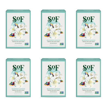 SoF Blooming Jasmine Triple Milled Bar Soap – Coconut Oil & Organic Shea Butter, Vegan & Non-GMO – 6 oz