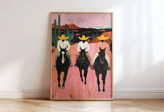 Southwestern Cowboys Print – Colorful Abstract Western Horse Poster