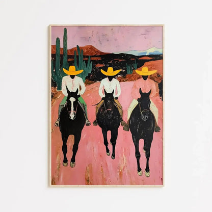 Southwestern Cowboys Print – Colorful Abstract Western Horse Poster