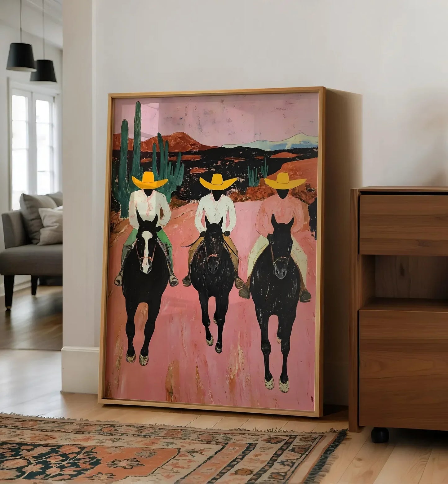 Southwestern Cowboys Print – Colorful Abstract Western Horse Poster