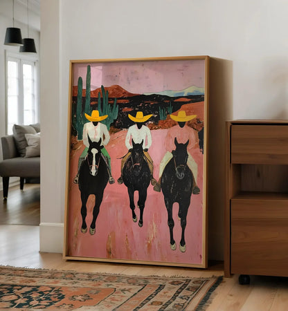 Southwestern Cowboys Print – Colorful Abstract Western Horse Poster