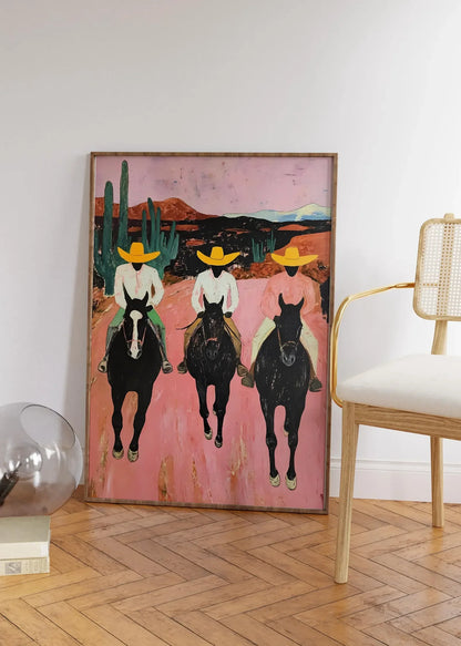 Southwestern Cowboys Print – Colorful Abstract Western Horse Poster