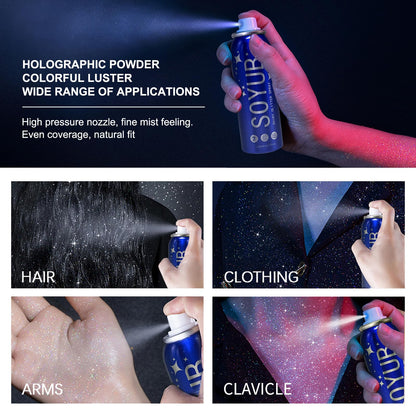 SOYUB Body Glitter Spray for Hair and Body | Quick-Dry, Long-Lasting Glitter Hairspray for Festivals & Parties