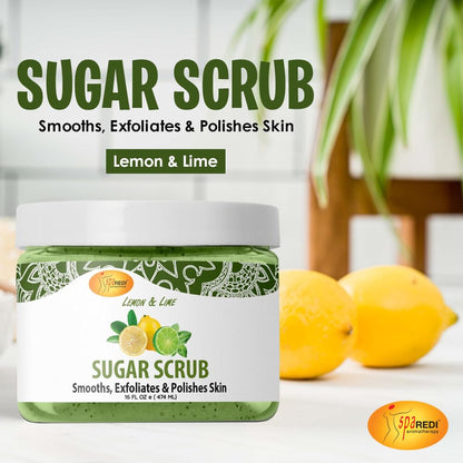 SPA REDI Lemon & Lime Sugar Scrub – Moisturizing & Exfoliating Scrub 16 oz