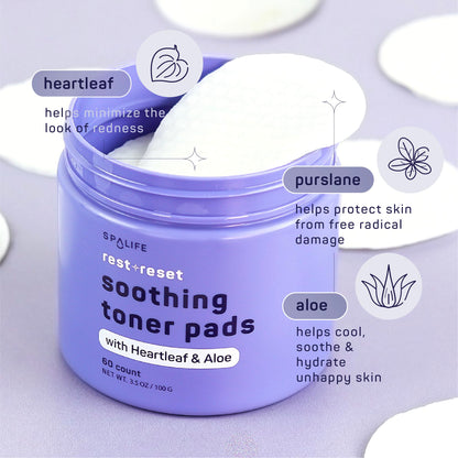 SpaLife Beauty Rest & Reset Toner Pads – Hydrating, Gentle Toner Pads for Uneven Skin Tone