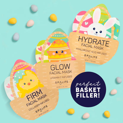 SpaLife Spring & Easter Facial Masks (9-Pack) – Hyaluronic Acid, Collagen, Vitamin C – Hydrate, Firm, Brighten