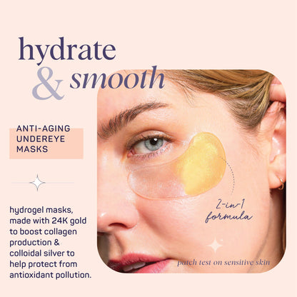 SpaLife Beauty Anti-Aging Under Eye Masks | 24K Gold & Colloidal Silver Hydrogel Patches (48 Pairs)