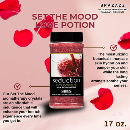 Spazazz Couples Romance Gift Set – Hot Tub Aromatherapy Crystals | Love Potion No.9