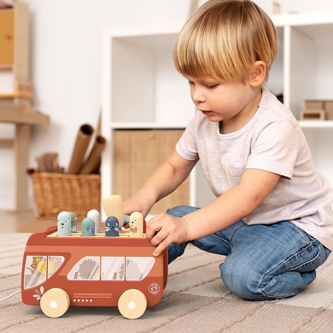Speedy Monkey Wooden Children’s Bus Hammer Bench Toy