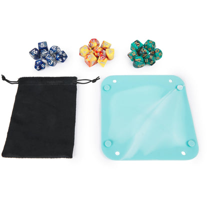 Spin Master Campaign Dice – 21 Polyhedral RPG Dice with Tray & Pouch