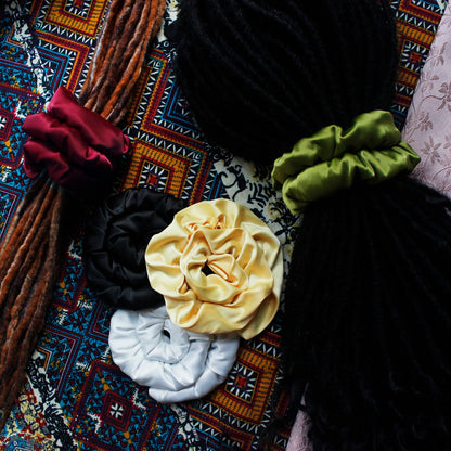 Spiral Lock Hair Tie Extra Large Scrunchies for Dreadlocks, Braids, Thick Hair – Colorful Dread Ties (Black)