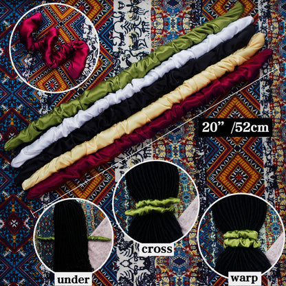 Spiral Lock Hair Tie Extra Large Scrunchies for Dreadlocks, Braids, Thick Hair – Colorful Dread Ties (Black)