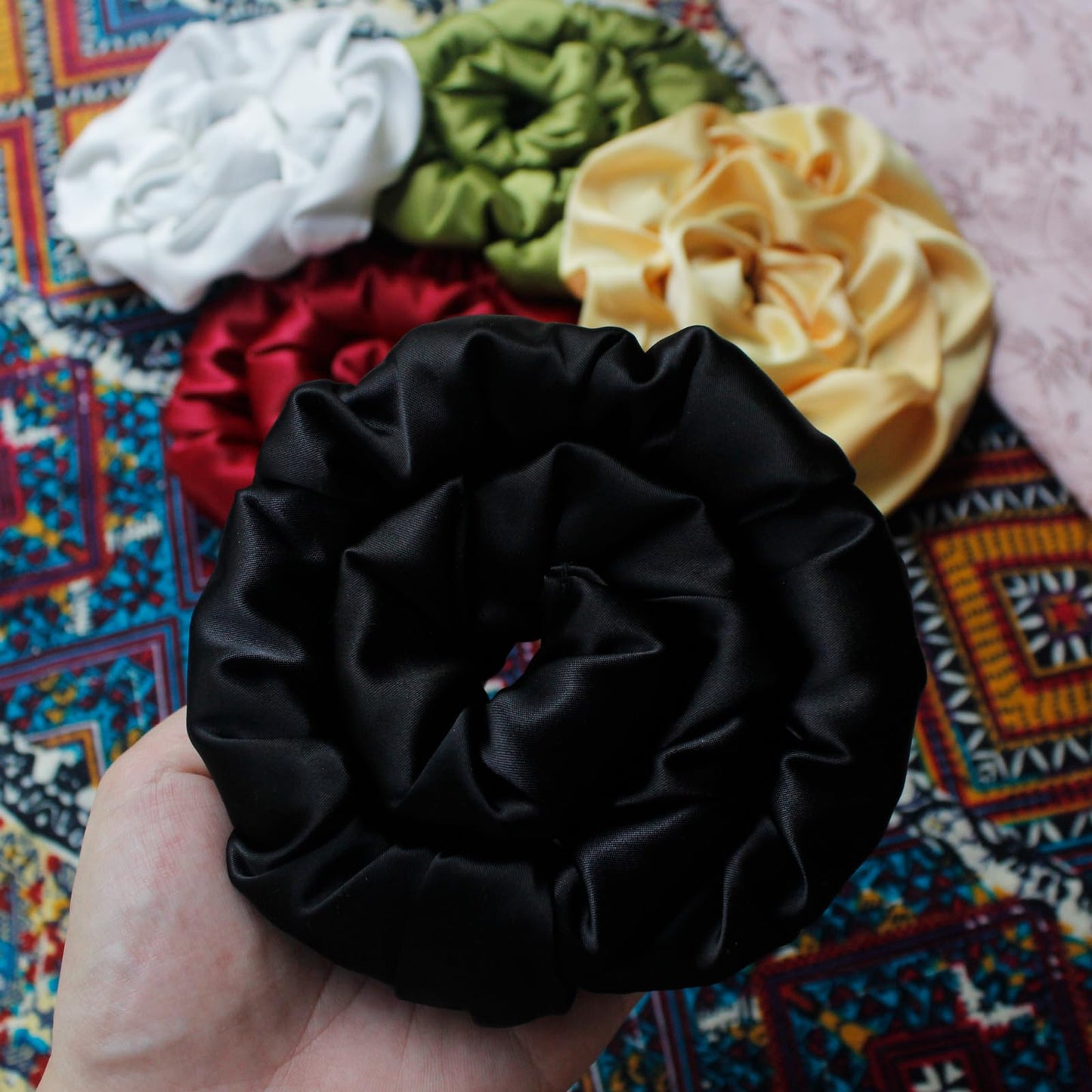 Spiral Lock Hair Tie Extra Large Scrunchies for Dreadlocks, Braids, Thick Hair – Colorful Dread Ties (Black)