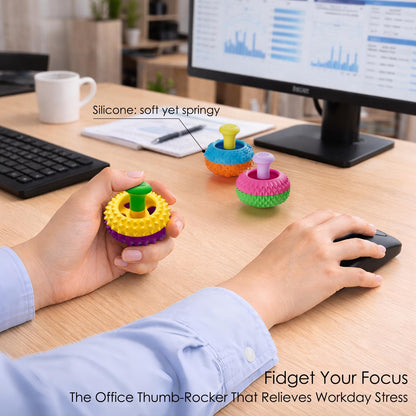 Spkwis Silicone Thumb Rocker Fidget Toys - 4-Pack for Stress Relief, Focus & Desk Fun