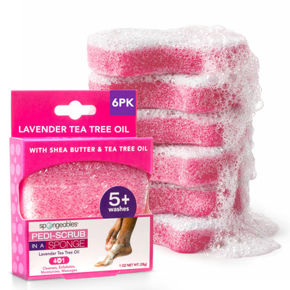 Spongeables Pedi Scrub Foot Exfoliating Sponge – Lavender, 6 Count