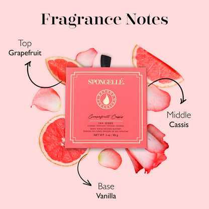 SPONGELLÉ Grapefruit Cassis Wild Flower Loofah Buffer – Built-In Wash & Exfoliator