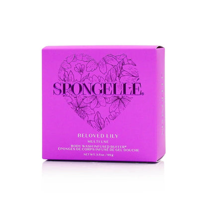Spongellé Lily Heart Buffer – Exfoliating Sponge & Body Wash Gift Set