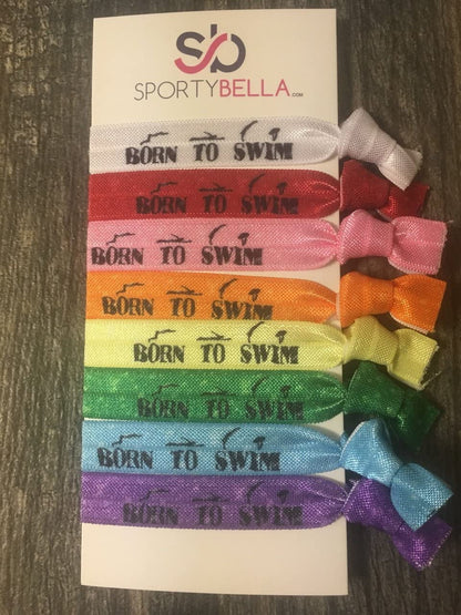 Infinity Collection Sportybella Swimming Hair Ties — No-Crease Elastic Ponytail Holders (8pcs) Pack of 2
