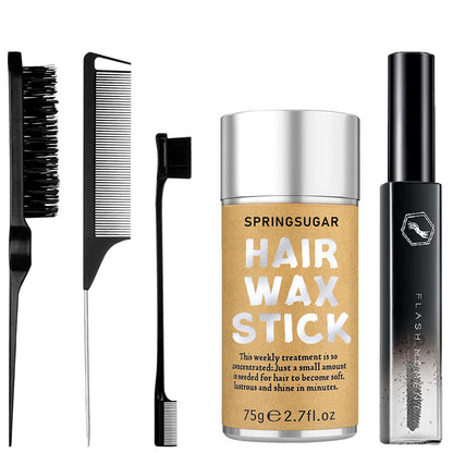 SPRINGSUGAR 5 Pcs Hair Wax Stick Set for Flyaways | Strong Hold, Edge Control & Styling Tools for Women